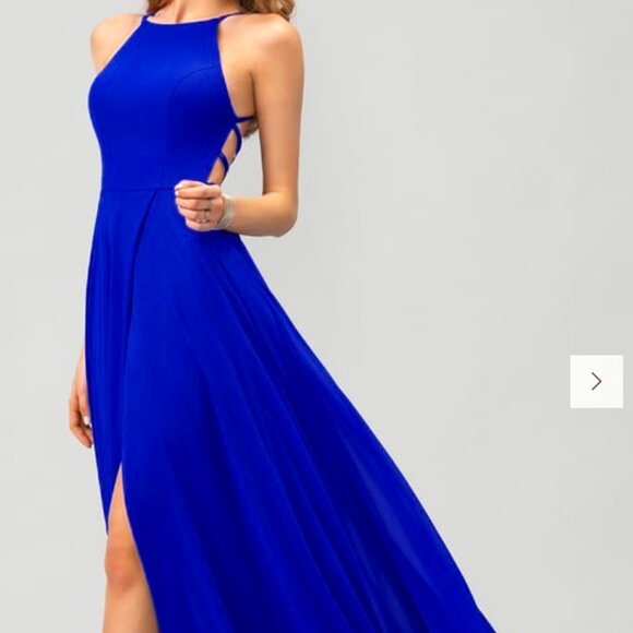 A-line Scoop Floor-Length Chiffon Prom Dresses - Picture 1 of 1